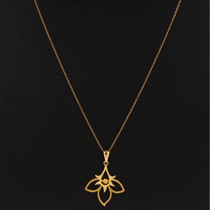 Gold Necklace (Chain With Hollow Flower Shaped Pendant) 21KT - FKJNKL21KM9823