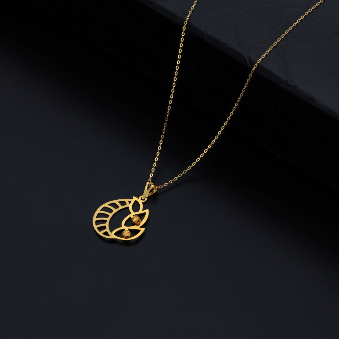 Gold Necklace (Chain With Intricate Design Shaped Pendant) 21KT - FKJNKL21KM9825