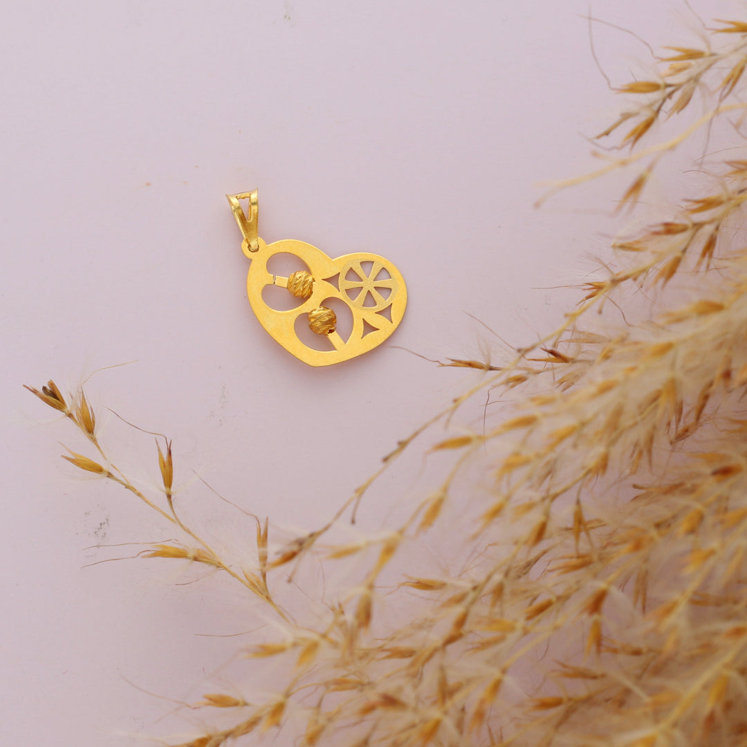 Gold Heart Shaped Pendant 21KT - FKJPND21KM9826