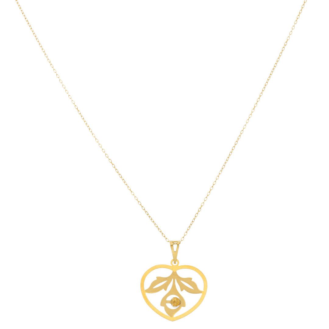 Gold Necklace (Chain With Intricate Heart Shaped Pendant) 21KT - FKJNKL21KM9821