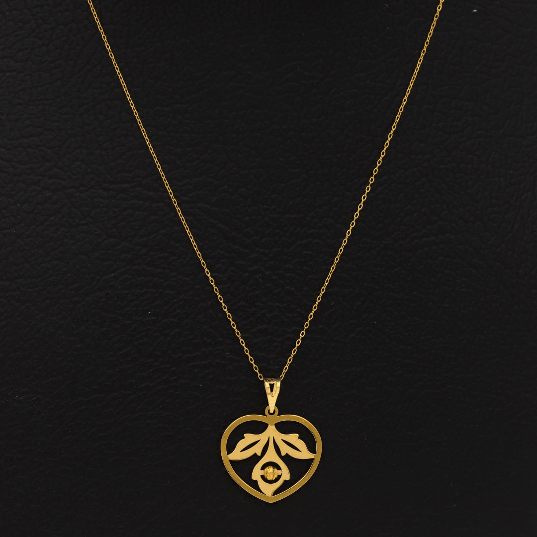 Gold Necklace (Chain With Intricate Heart Shaped Pendant) 21KT - FKJNKL21KM9821