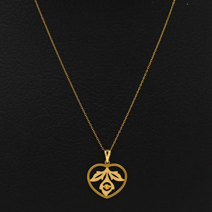 Gold Necklace (Chain With Intricate Heart Shaped Pendant) 21KT - FKJNKL21KM9821