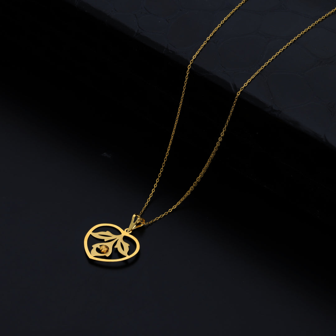 Gold Necklace (Chain With Intricate Heart Shaped Pendant) 21KT - FKJNKL21KM9821