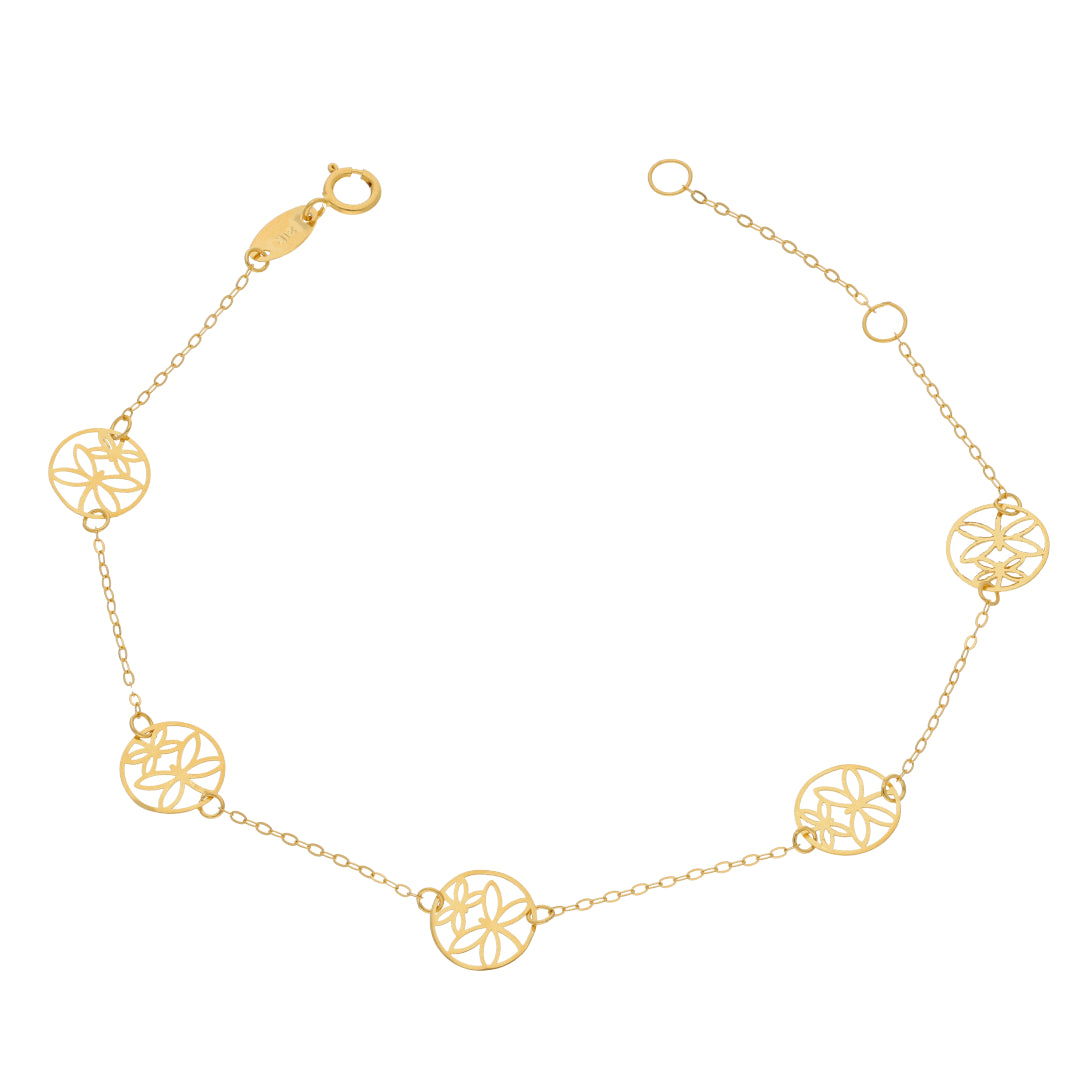 Gold Flowers In Circle Shaped Bracelet 21KT - FKJBRL21KM9832