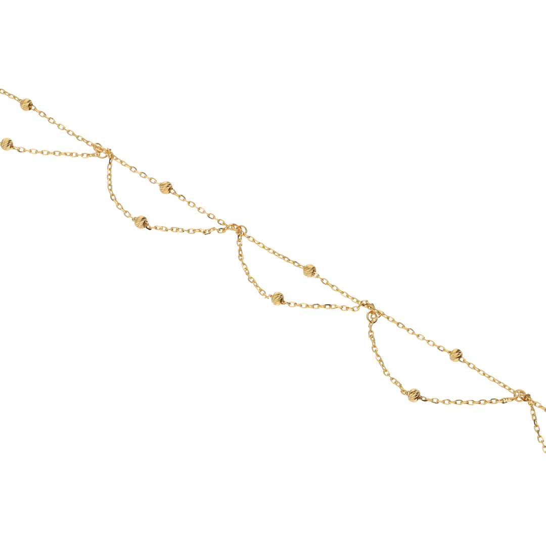 Gold Interlink With Beads Shaped Anklet 21KT - FKJANKL21KM9843