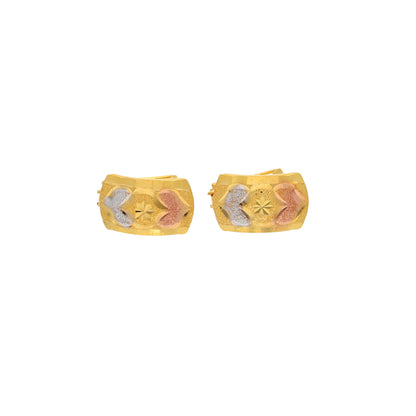 Gold Triple Tone Clip Earrings 21KT - FKJERN21KM9847