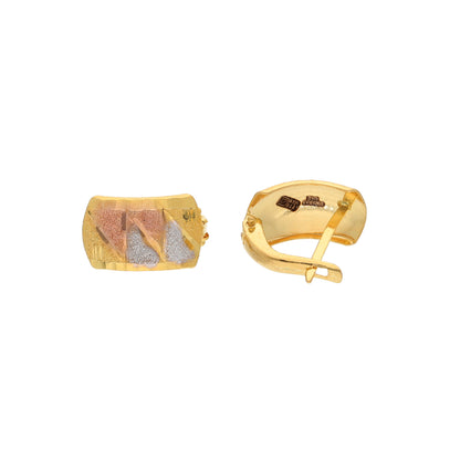 Gold Triple Tone Clip Earrings 21KT - FKJERN21KM9844