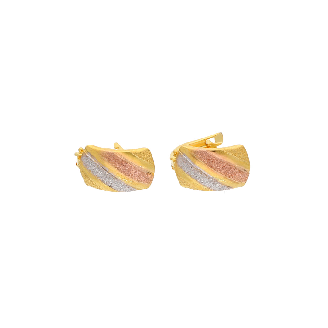 Gold Triple Tone Clip Earrings 21KT - FKJERN21KM9849