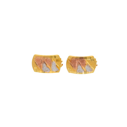 Gold Triple Tone Clip Earrings 21KT - FKJERN21KM9844