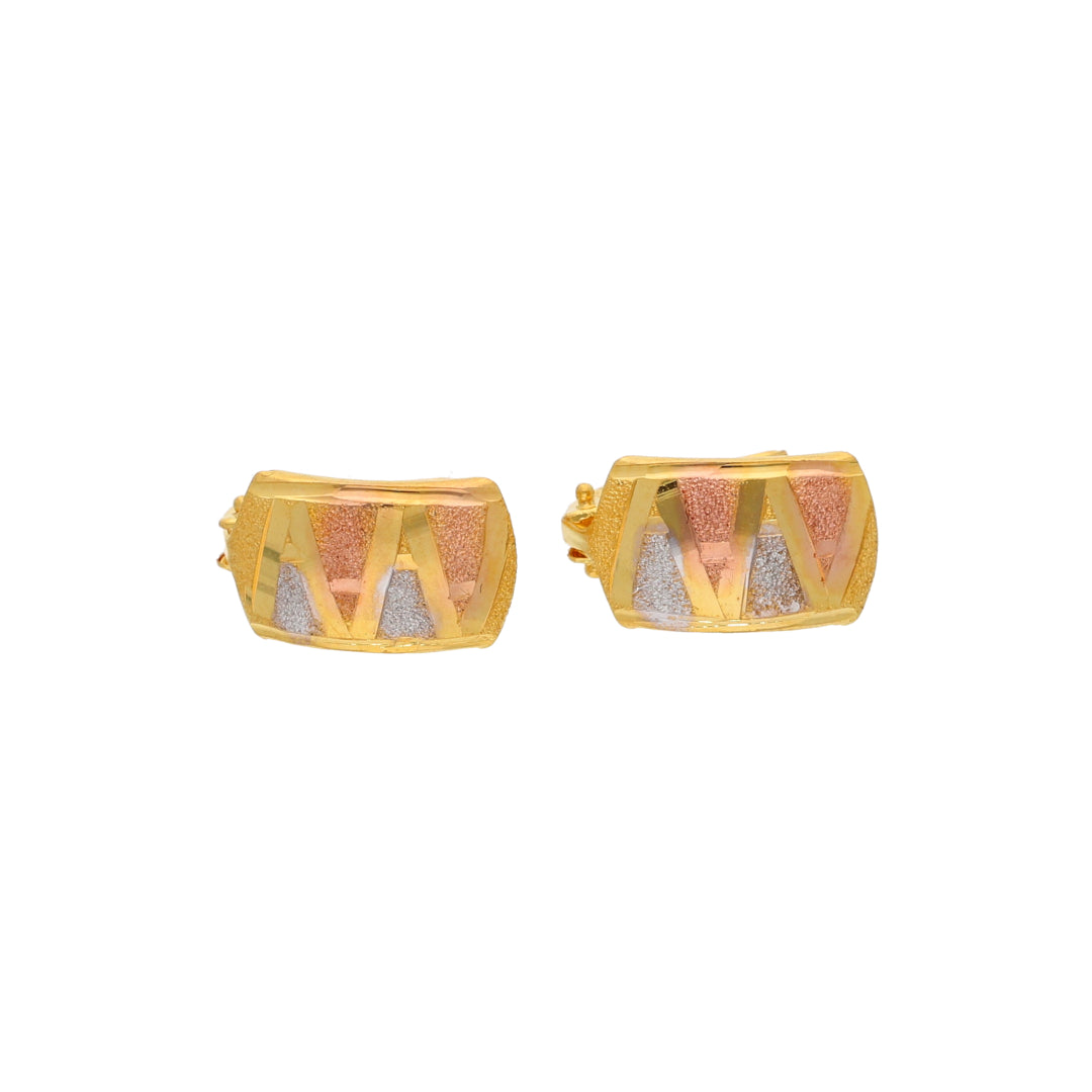 Gold Triple Tone Clip Earrings 21KT - FKJERN21KM9845