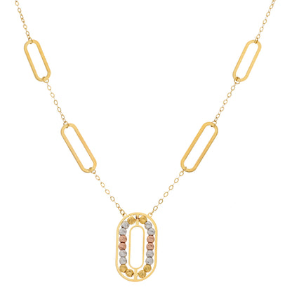 Gold Necklace (Chain With Beaded Oval Shaped Pendant) 21KT - FKJNKL21KM9856