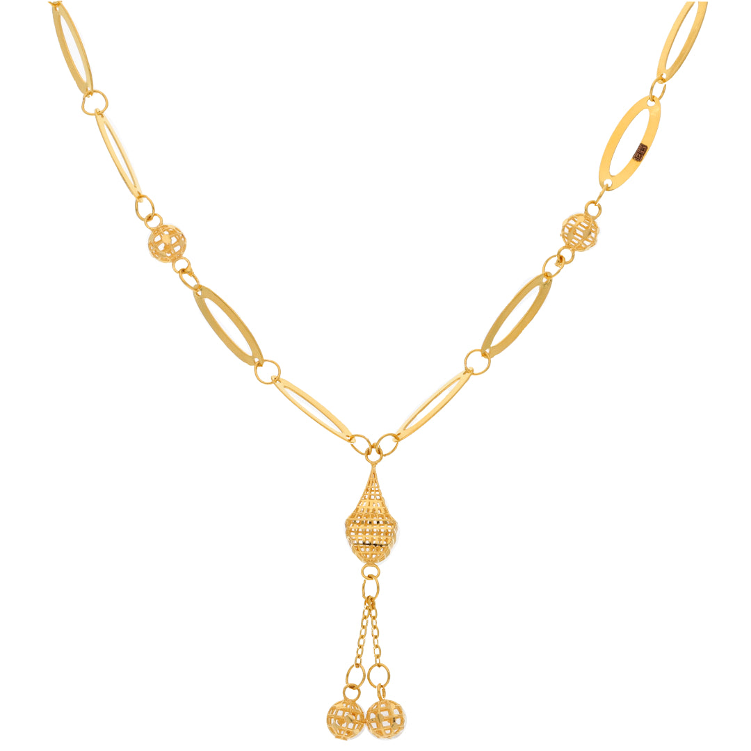 Gold Necklace (Chain With Hanging Tear Drop Shaped Pendant) 21KT - FKJNKL21KM9857