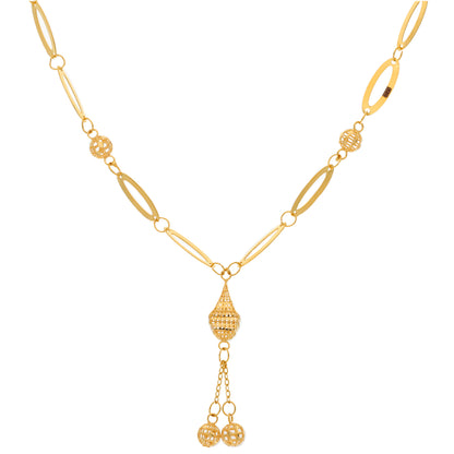 Gold Hanging Tear Drop Shaped Pendant Set (Necklace, Bracelet, Earrings and Ring) 21KT - FKJNKLST21KM9857