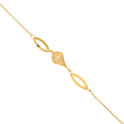 Gold Hanging Tear Drop Shaped Pendant Set (Necklace, Bracelet, Earrings and Ring) 21KT - FKJNKLST21KM9857