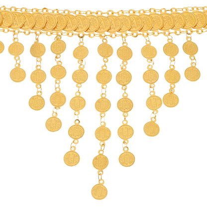 Gold Coins Shaped Choker Necklace 21KT - FKJNKL21KM9864