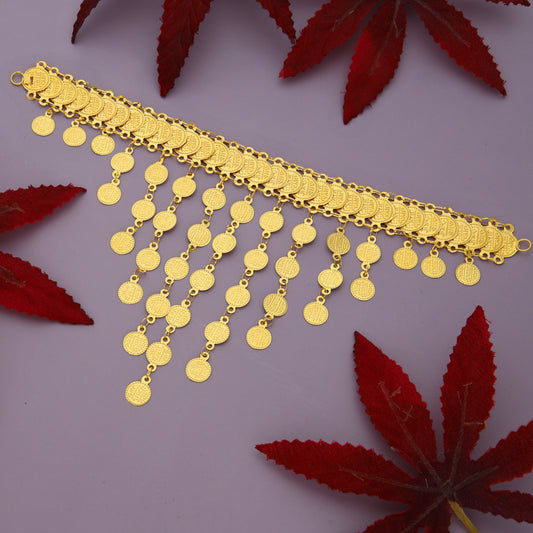 Gold Coins Shaped Choker Necklace 21KT - FKJNKL21KM9864