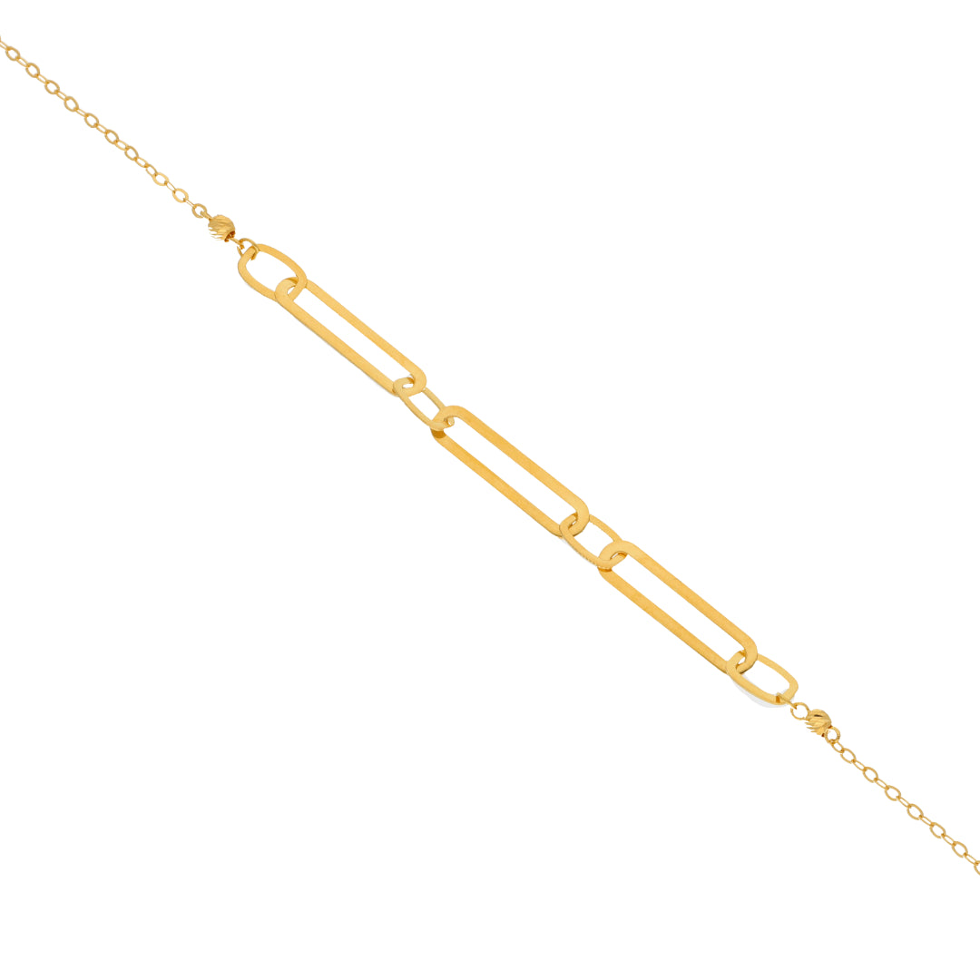 Gold Paperclip Shaped Pendant Set (Necklace, Bracelet and Earrings) 21KT - FKJNKLST21KM9859