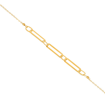 Gold Paperclip Shaped Pendant Set (Necklace, Bracelet and Earrings) 21KT - FKJNKLST21KM9859