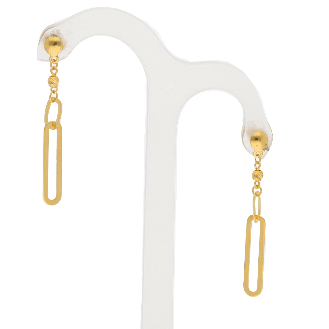 Gold Paperclip Shaped Earring 21KT - FKJERN21KM9859