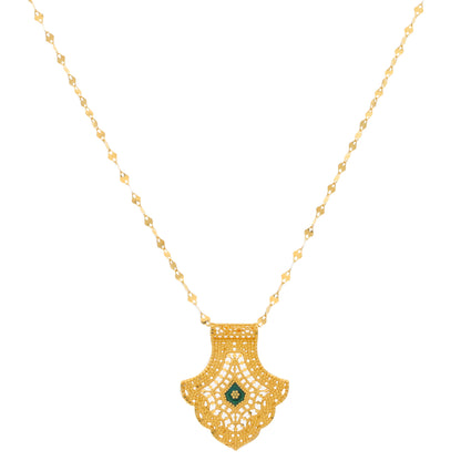 Gold Necklace (Chain With Intricate Leaf Shaped Pendant) 21KT - FKJNKL21KM9877