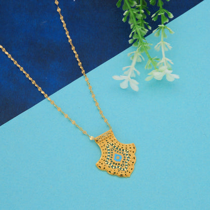 Gold Necklace (Chain With Intricate Leaf Shaped Pendant) 21KT - FKJNKL21KM9874