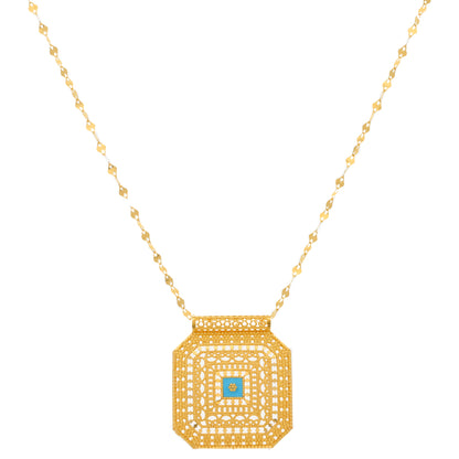 Gold Necklace (Chain With Intricate Octagon Shaped Pendant) 21KT - FKJNKL21KM9875