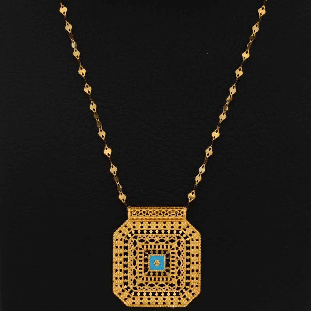 Gold Necklace (Chain With Intricate Octagon Shaped Pendant) 21KT - FKJNKL21KM9875