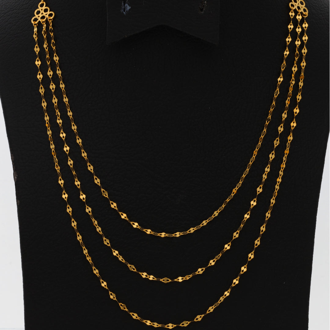 Gold Interlink Triple Layered Necklace 21KT - FKJNKL21KM9887