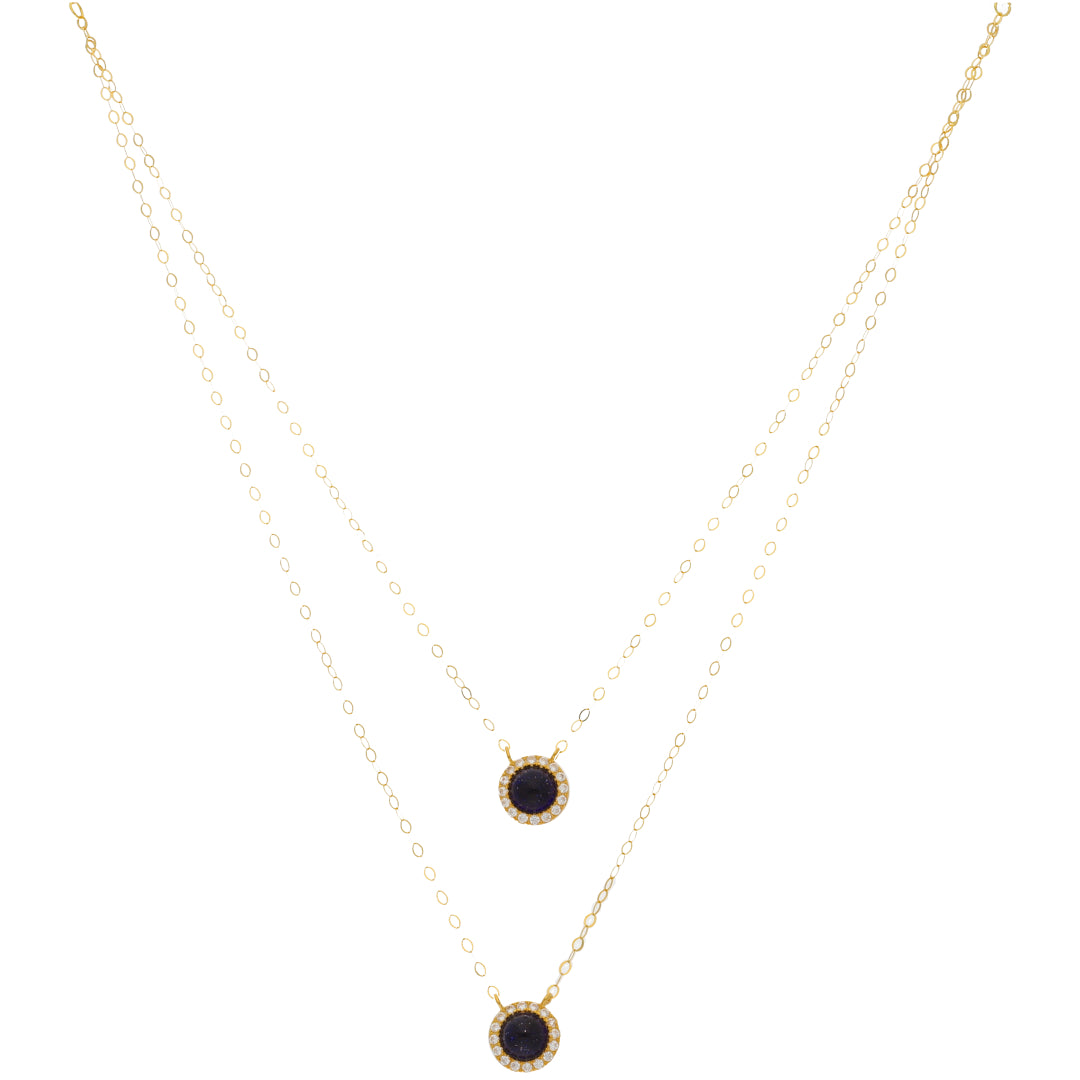 Gold Double Layered Necklace (Chain With Round Shaped Pendant) 21KT - FKJNKL21KM9889