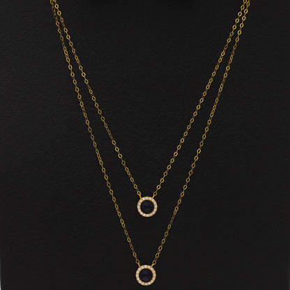 Gold Double Layered Necklace (Chain With Round Shaped Pendant) 21KT - FKJNKL21KM9889