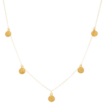 Gold Coin Shaped Charms Necklace 21KT - FKJNKL21KM9885