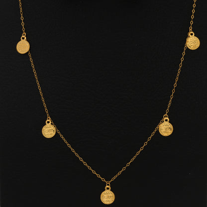 Gold Coin Shaped Charms Necklace 21KT - FKJNKL21KM9885