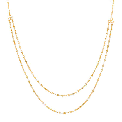 Gold Interlink Double Layered Necklace 21KT - FKJNKL21KM9886