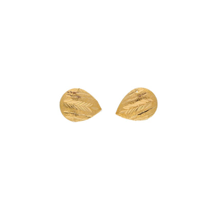 Gold Leaf Shaped Earrings 21KT - FKJERN21KM9900