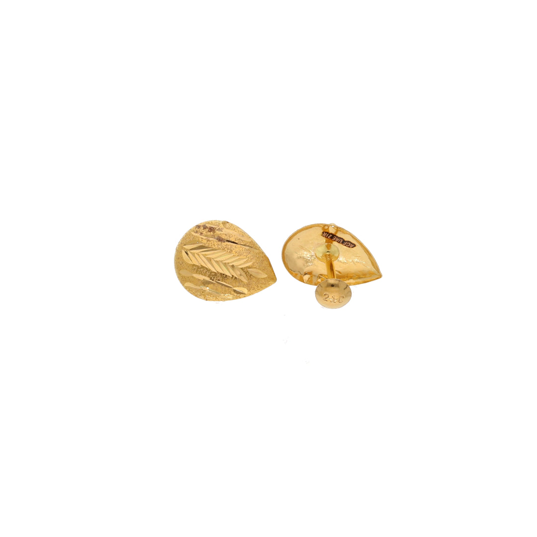 Gold Leaf Shaped Earrings 21KT - FKJERN21KM9900