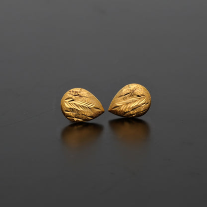 Gold Leaf Shaped Earrings 21KT - FKJERN21KM9900