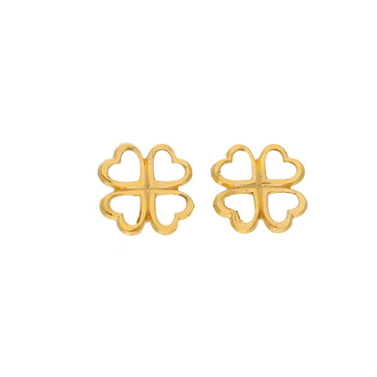 Gold Clover Leaf Shaped Earrings 21KT - FKJERN21KM9902