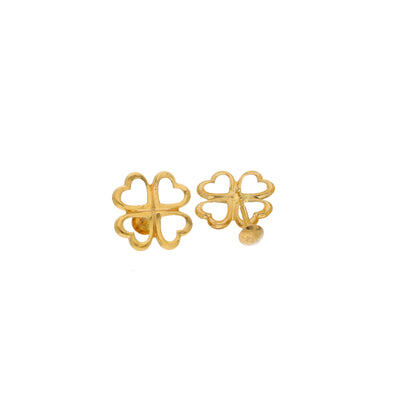 Gold Clover Leaf Shaped Earrings 21KT - FKJERN21KM9902