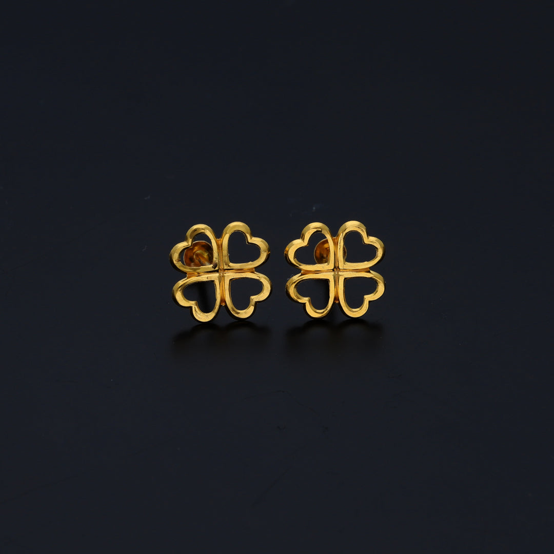 Gold Clover Leaf Shaped Earrings 21KT - FKJERN21KM9902