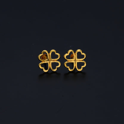 Gold Clover Leaf Shaped Earrings 21KT - FKJERN21KM9902