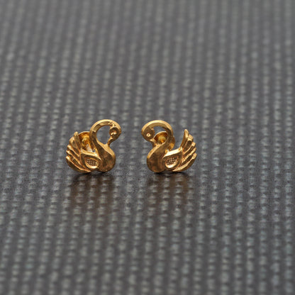 Gold Swarn Shaped Earrings 21KT - FKJERN21KM9903