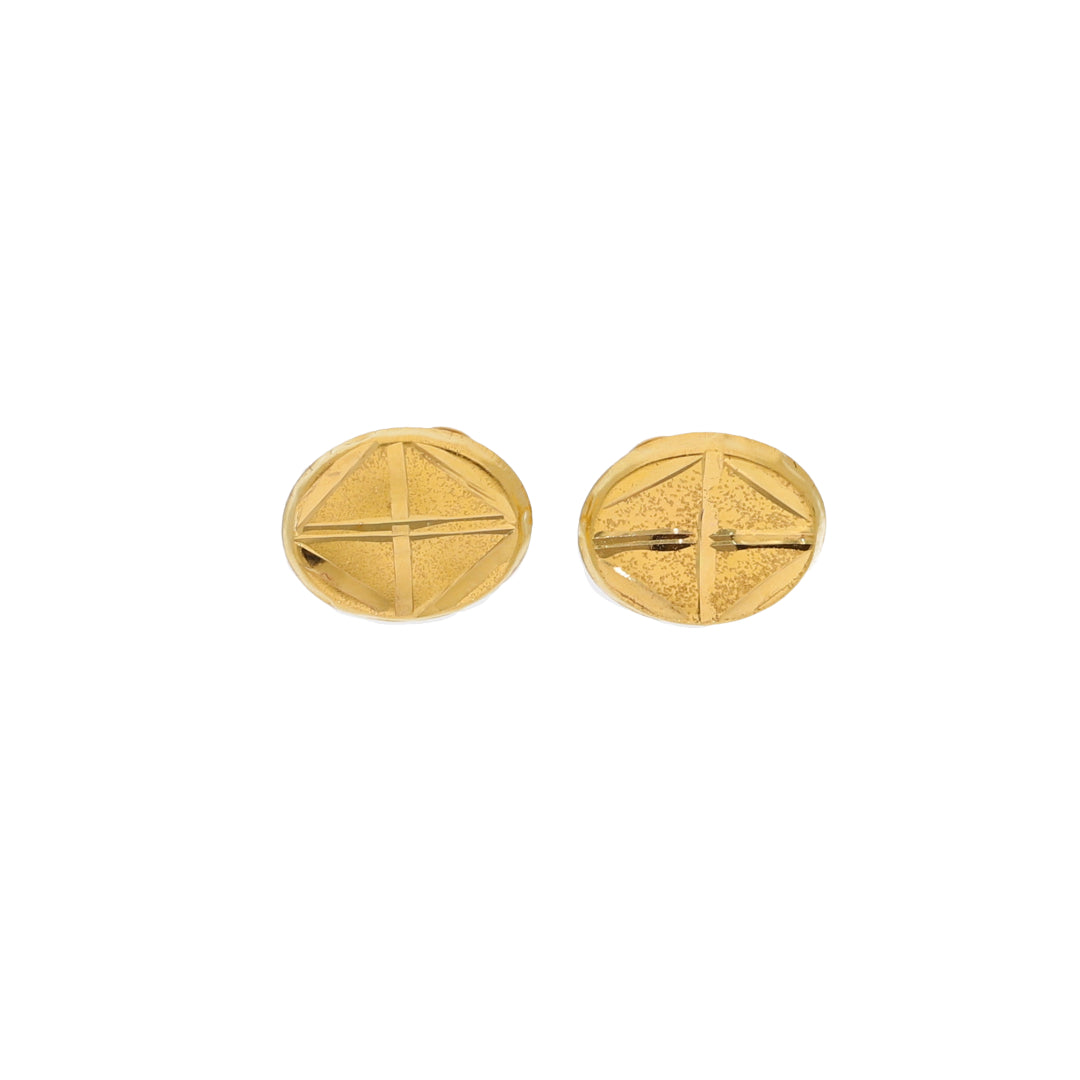 Gold Oval Shaped Earrings 21KT - FKJERN21KM9904