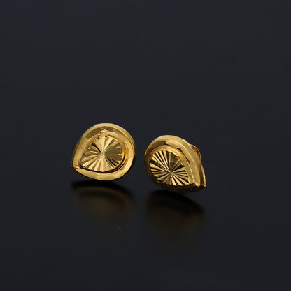 Gold Leaf Shaped Earrings 21KT - FKJERN21KM9897