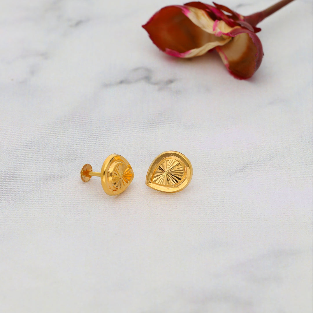 Gold Leaf Shaped Earrings 21KT - FKJERN21KM9897