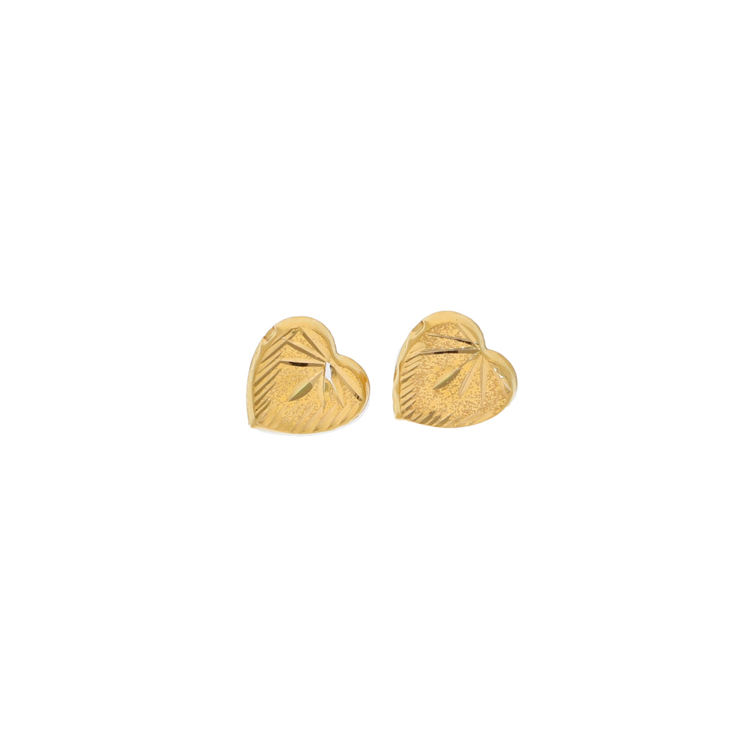 Gold Heart Shaped Earrings 21KT - FKJERN21KM9898