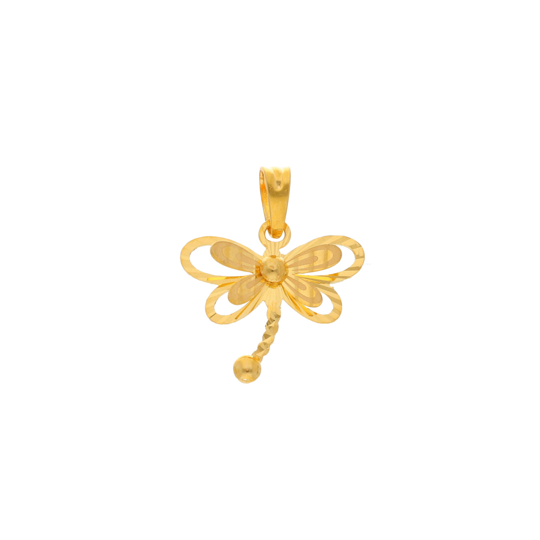 Gold Dragonfly Shaped Pendant 21KT - FKJPND21KM9933