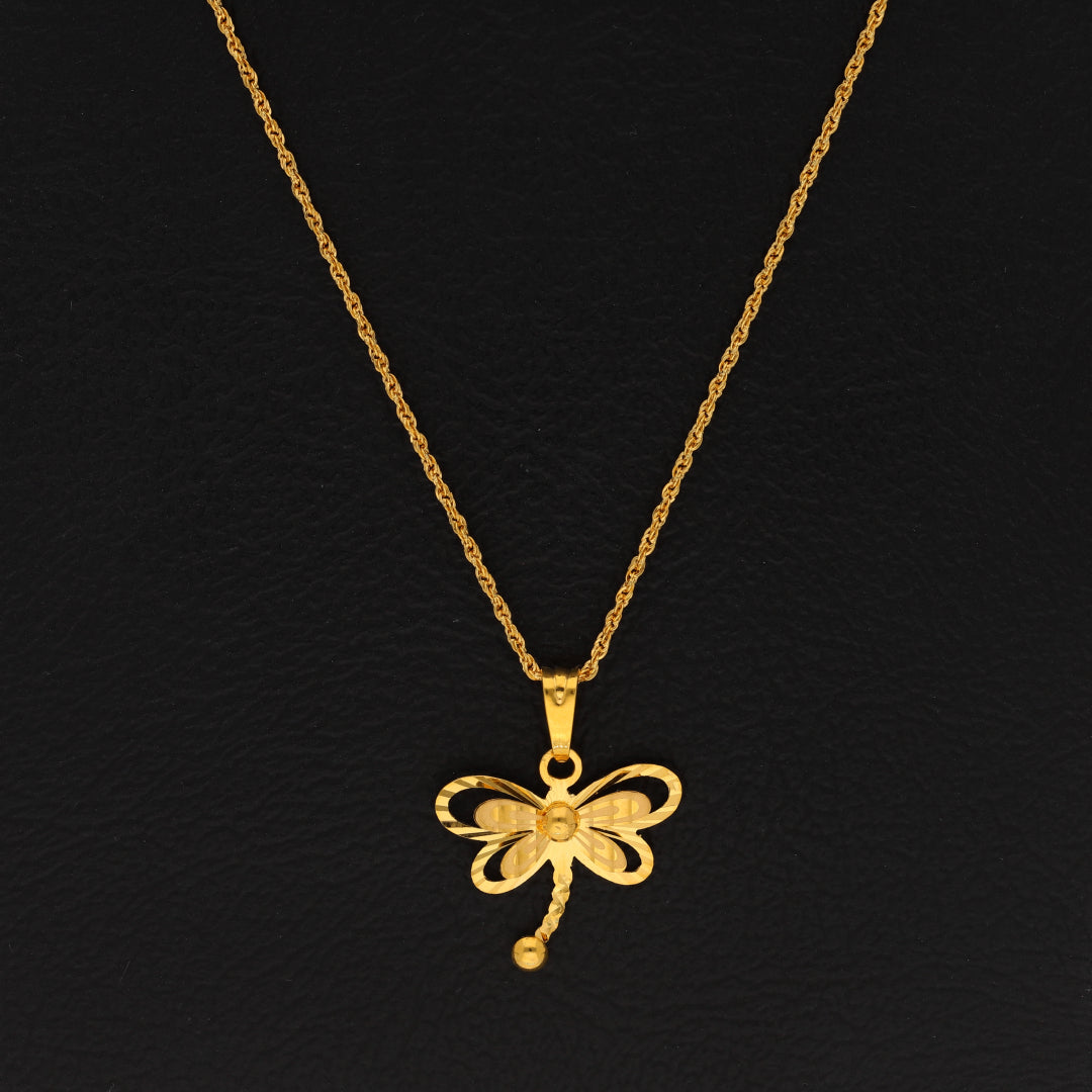 Gold Necklace (Chain With Dragonfly Shaped Pendant) 21KT - FKJNKL21KM9933