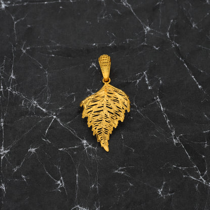 Gold Leaf Shaped Pendant 21KT - FKJPND21KM9934