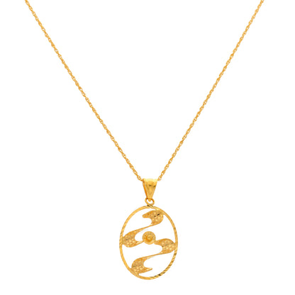 Gold Necklace (Chain With Hollow Oval Shaped Pendant) 21KT - FKJNKL21KM9935