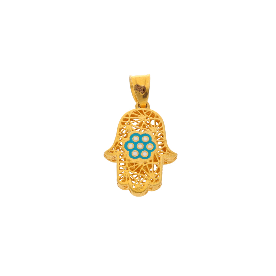 Gold Hamsa Hand Shaped Pendant 21KT - FKJPND21KM9936